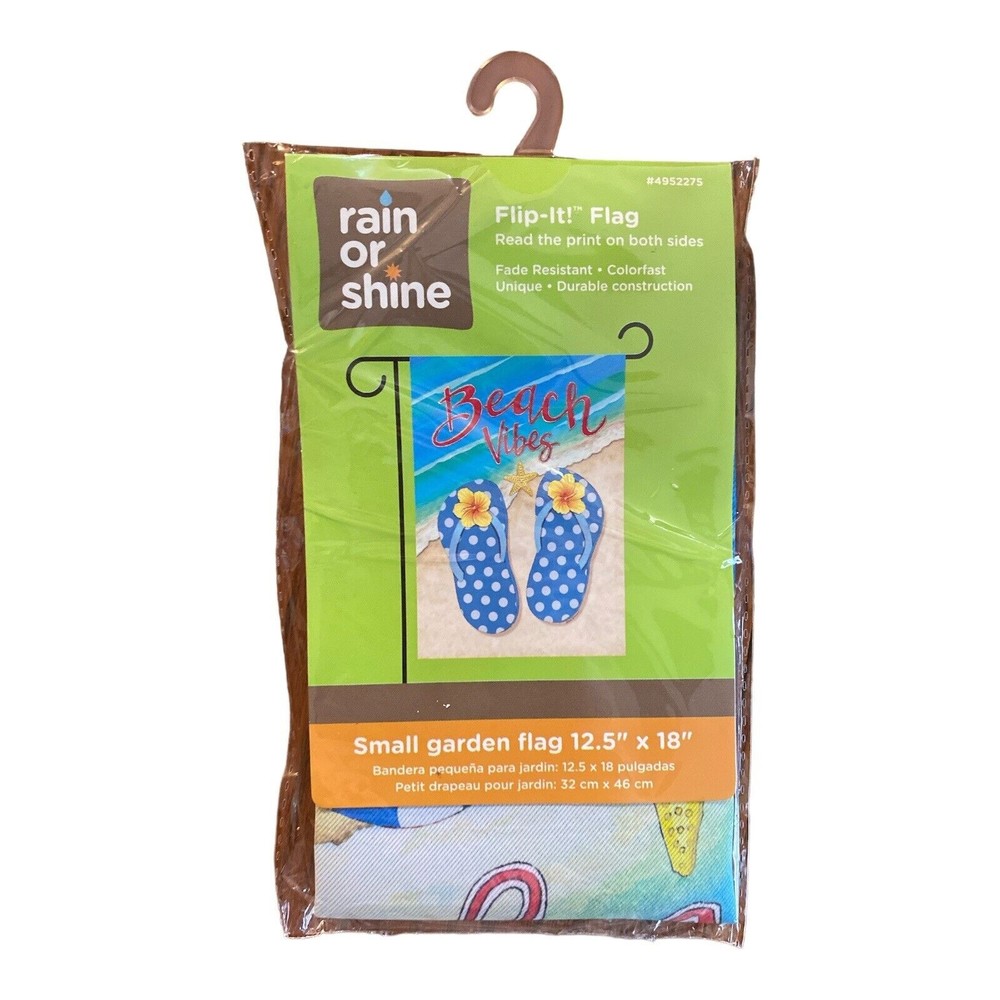 BEACH VIBES 12.5" X 18" GARDEN FLAG 27-3652-50 FLIP IT! RAIN OR SHINE *NEW